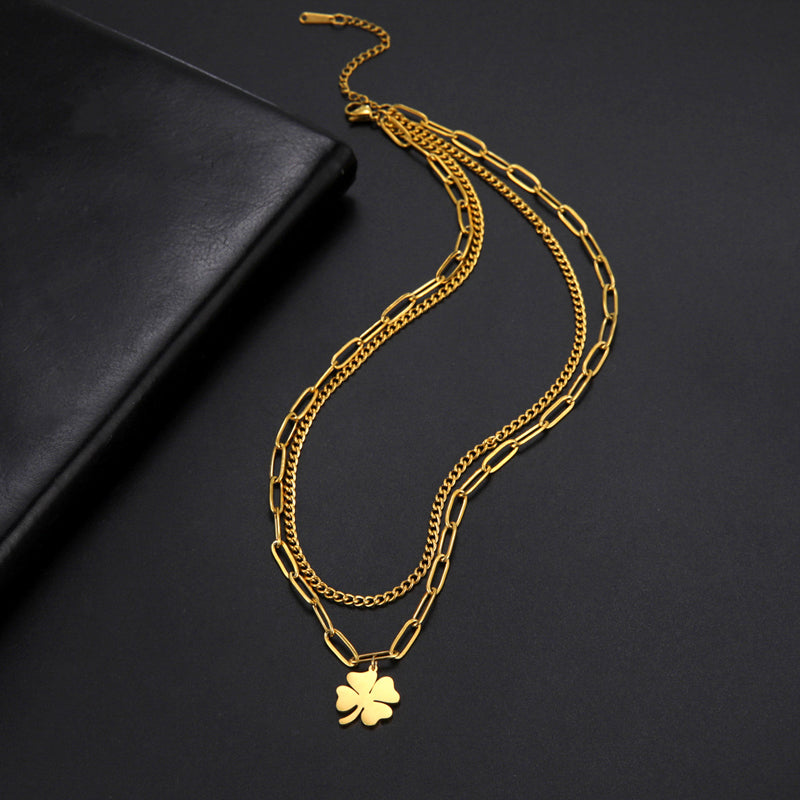 Four Leaf clover Double Layer Pendent
