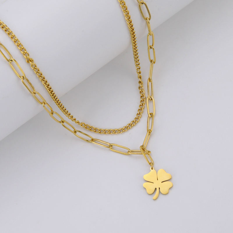 Four Leaf clover Double Layer Pendent