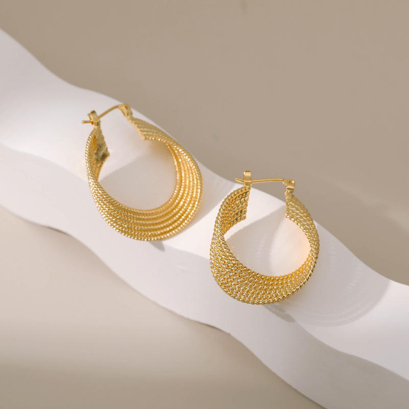 Retro style twist weaving stud earring