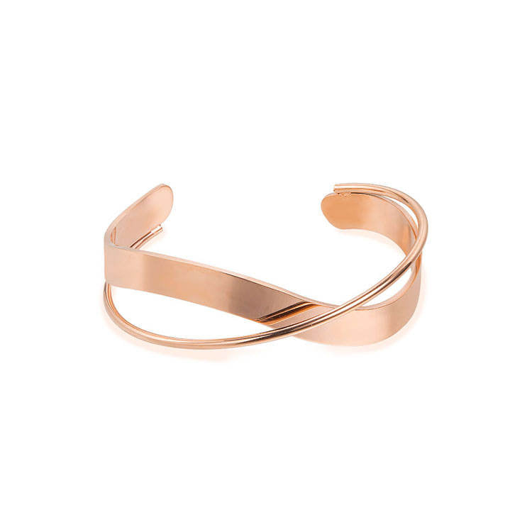 Rosegold wave intersect lrregular twisted open bangle