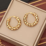 Load image into Gallery viewer, Chunky big gold hoop steel earring bulk
