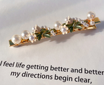 Load image into Gallery viewer, Pearl flower tassel metal hair clip
