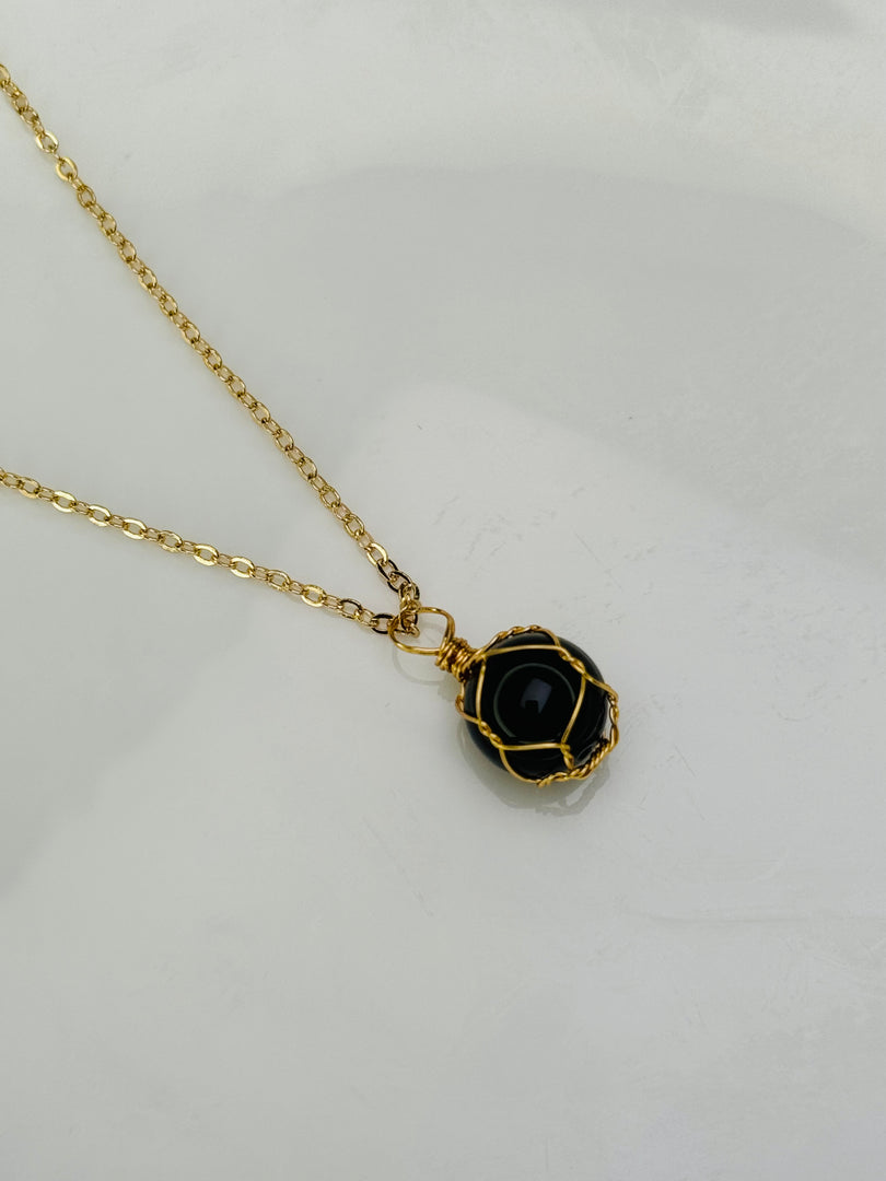 Black Crystal stone pendent