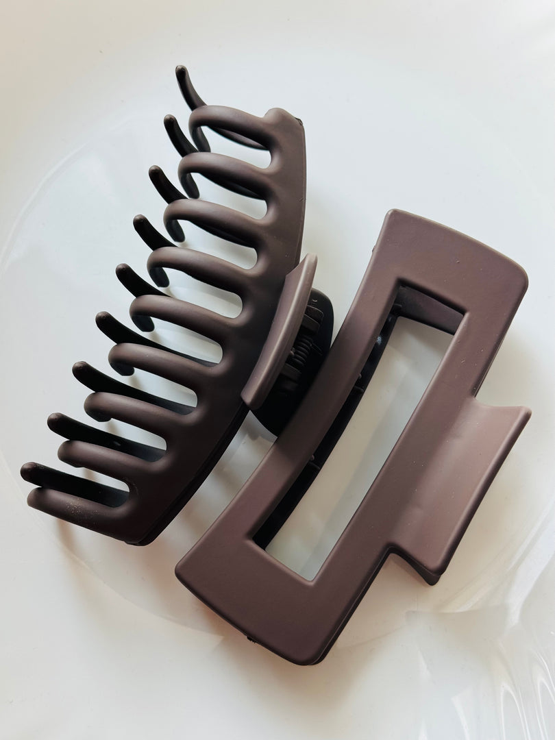 Matte large plastic hair claw clips