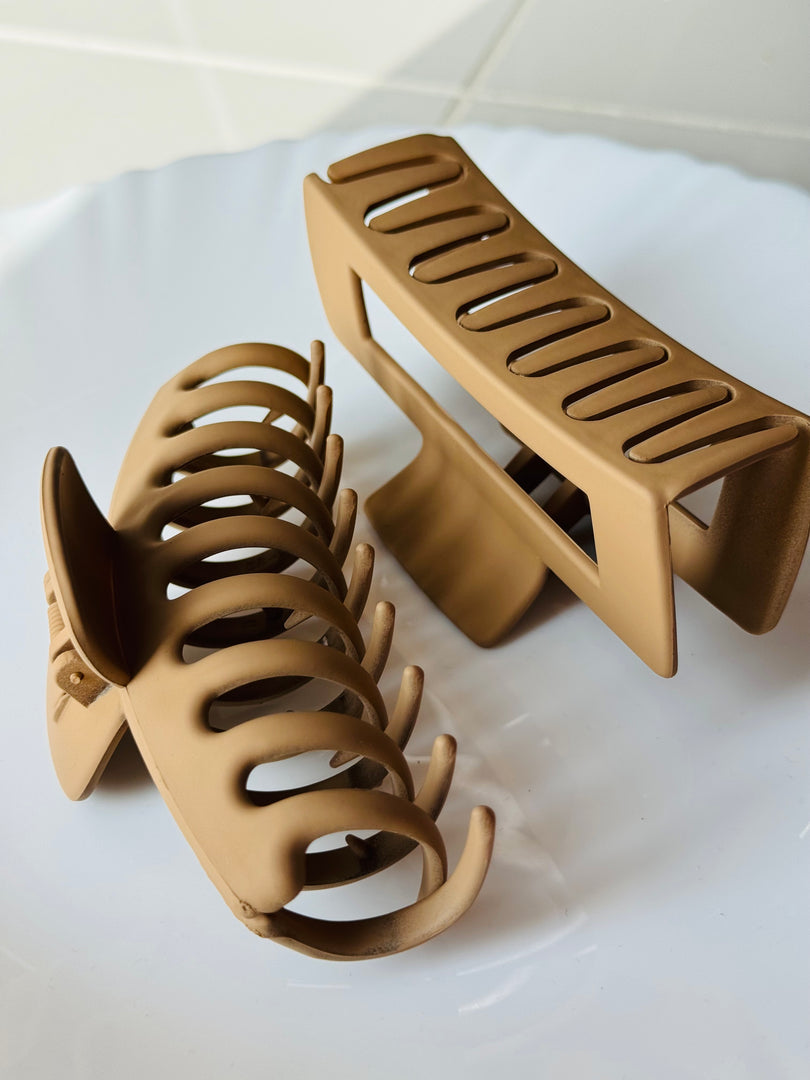 Matte large plastic hair claw clips