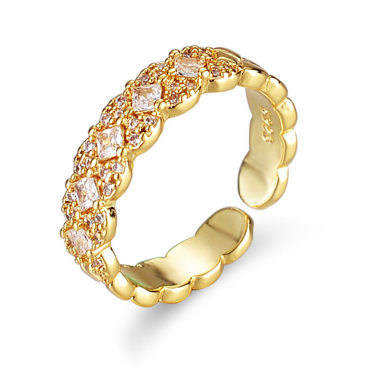 Gold plated engagement moissanite diamond ring