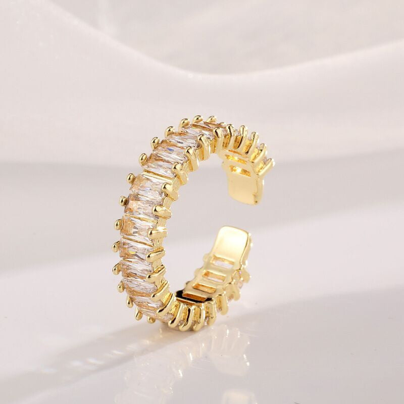 Gold plated engagement moissanite diamond ring