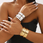 Load image into Gallery viewer, Big heavy metal hollow wide cuff open bangles
