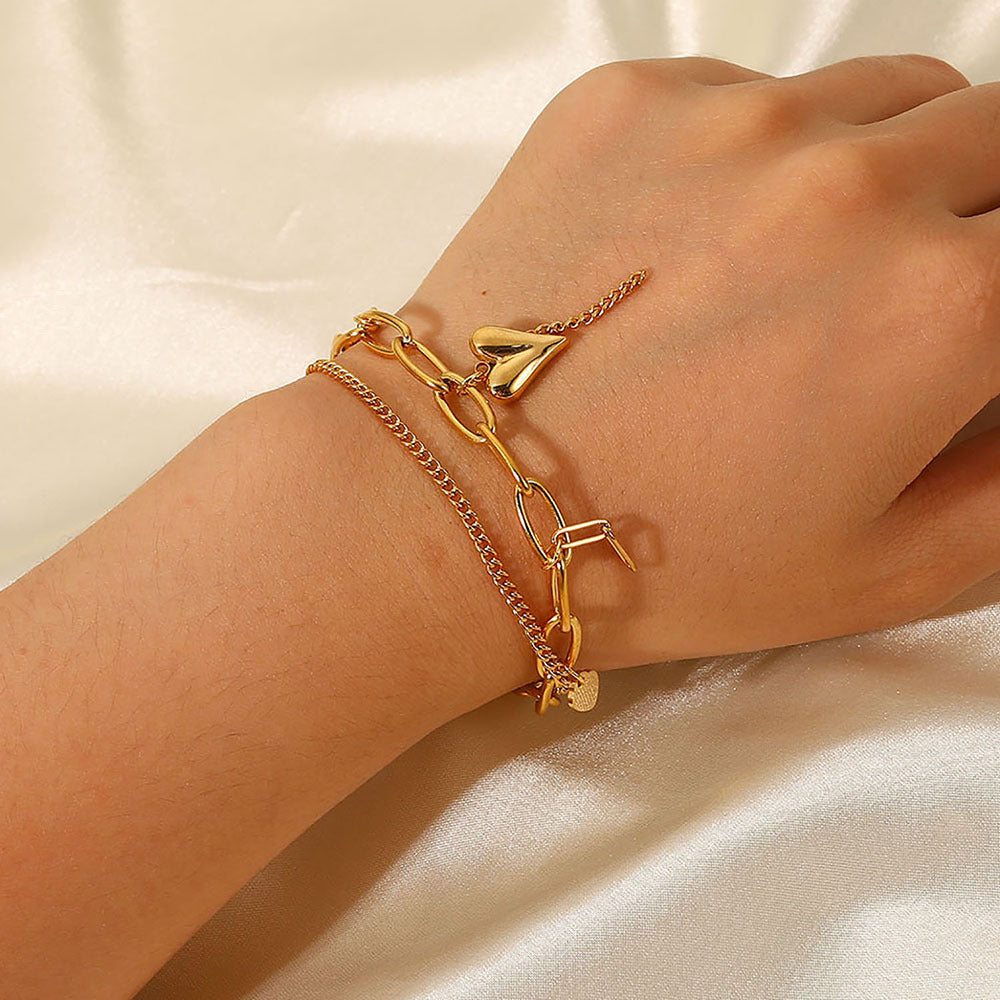 Star heart layererd bracelet