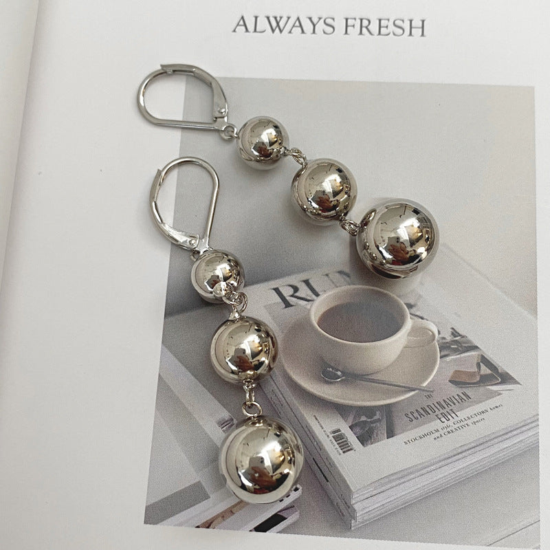 Gold and silver big round long drop earring