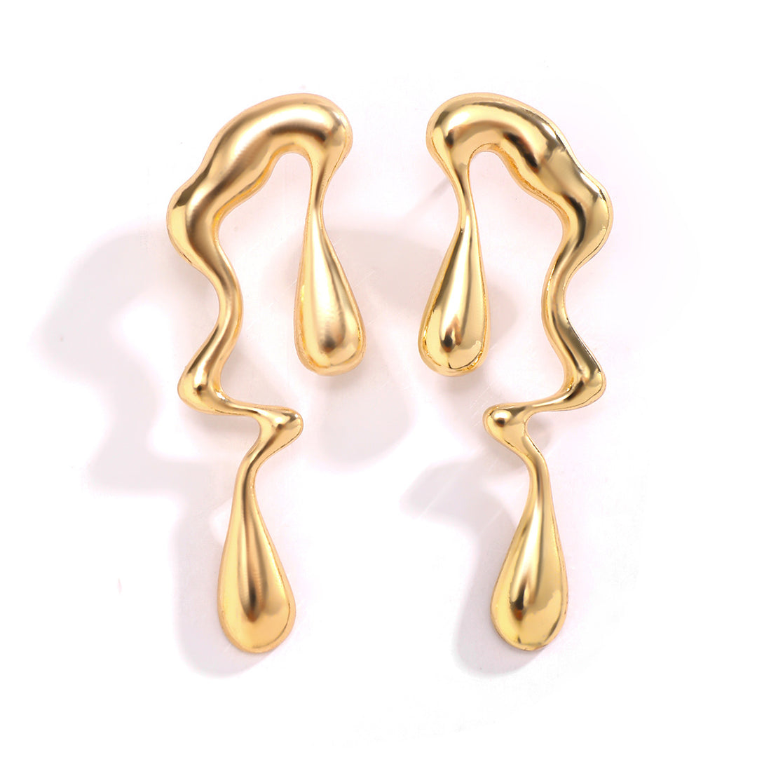 Irregular hollow water droplet earring(gold)