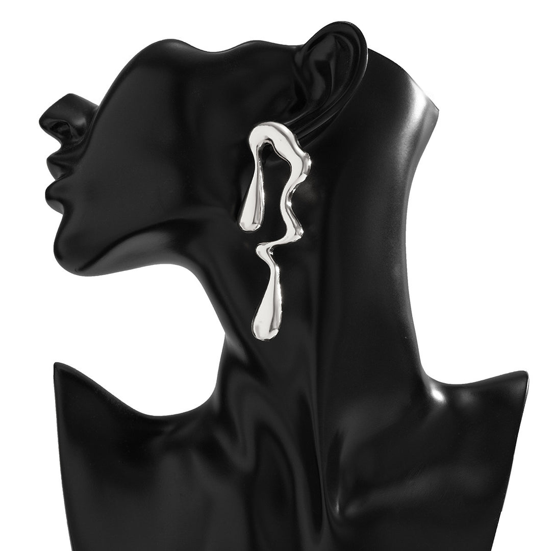 Irregular hollow water droplet earring(silver)