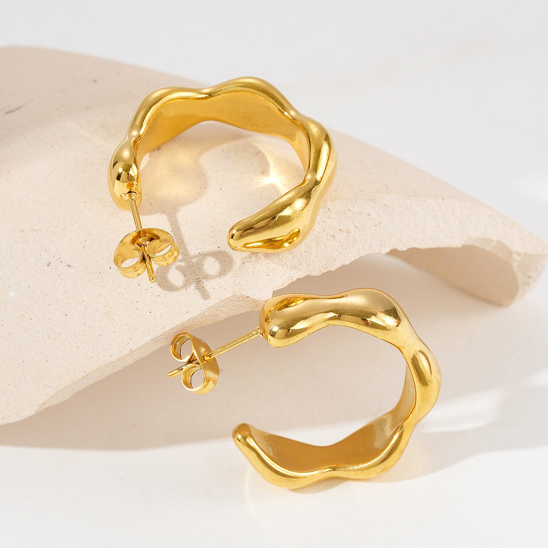 CC hoop triangle smooth big flower earring
