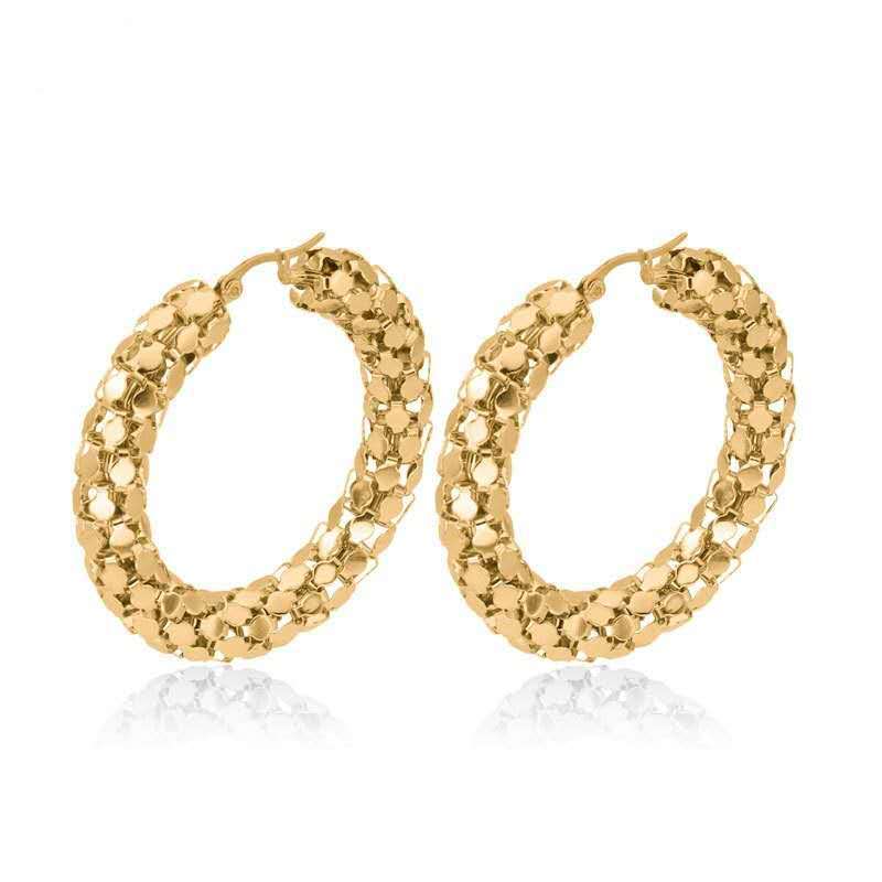 Chunky big gold hoop steel earring bulk