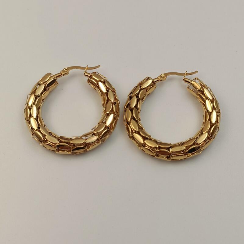Chunky big gold hoop steel earring bulk