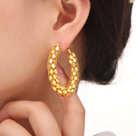 Load image into Gallery viewer, Chunky big gold hoop steel earring bulk
