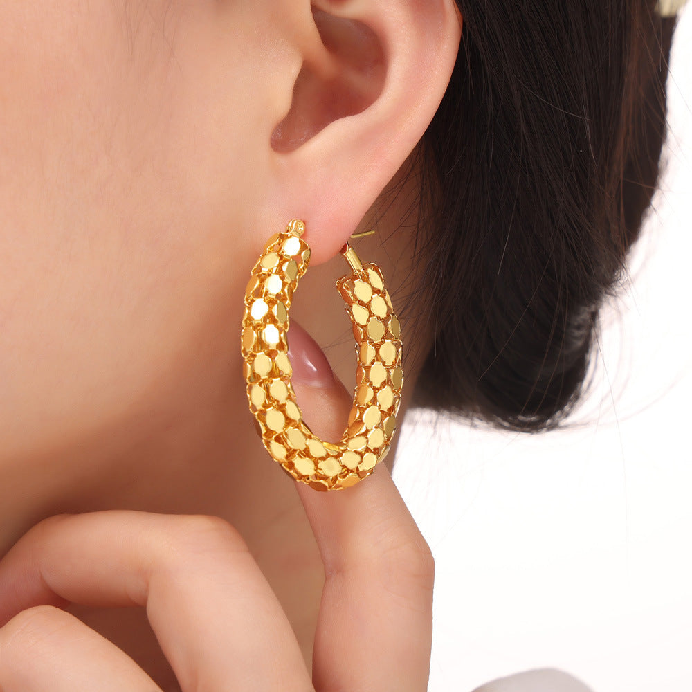 Chunky big gold hoop steel earring bulk