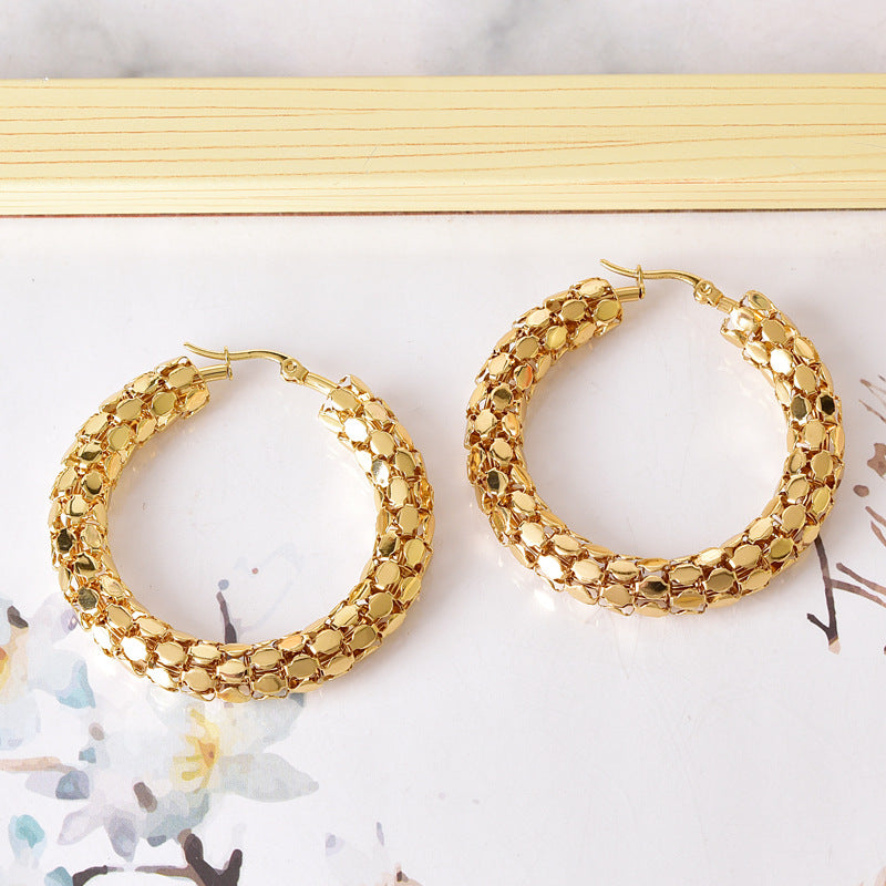 Chunky big gold hoop steel earring bulk