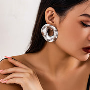 Large circle stud earring(silver)