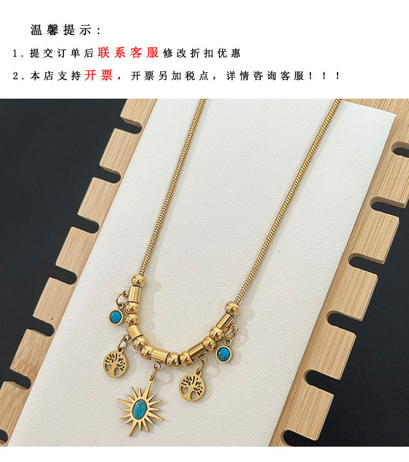 Tree of life turquoise pendant