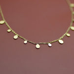 Load image into Gallery viewer, Fringed Choker dangling gold drop pendant
