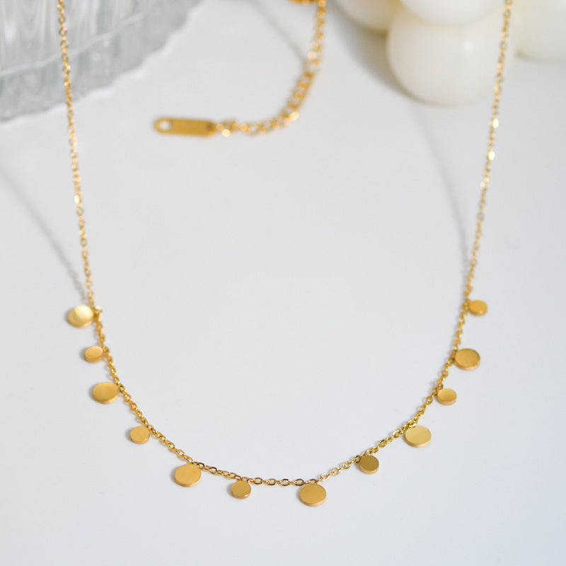 Fringed Choker dangling gold drop pendant