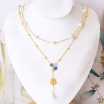 Load image into Gallery viewer, Pearl four leaf clove pendent
