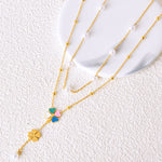 Load image into Gallery viewer, Pearl four leaf clove pendent
