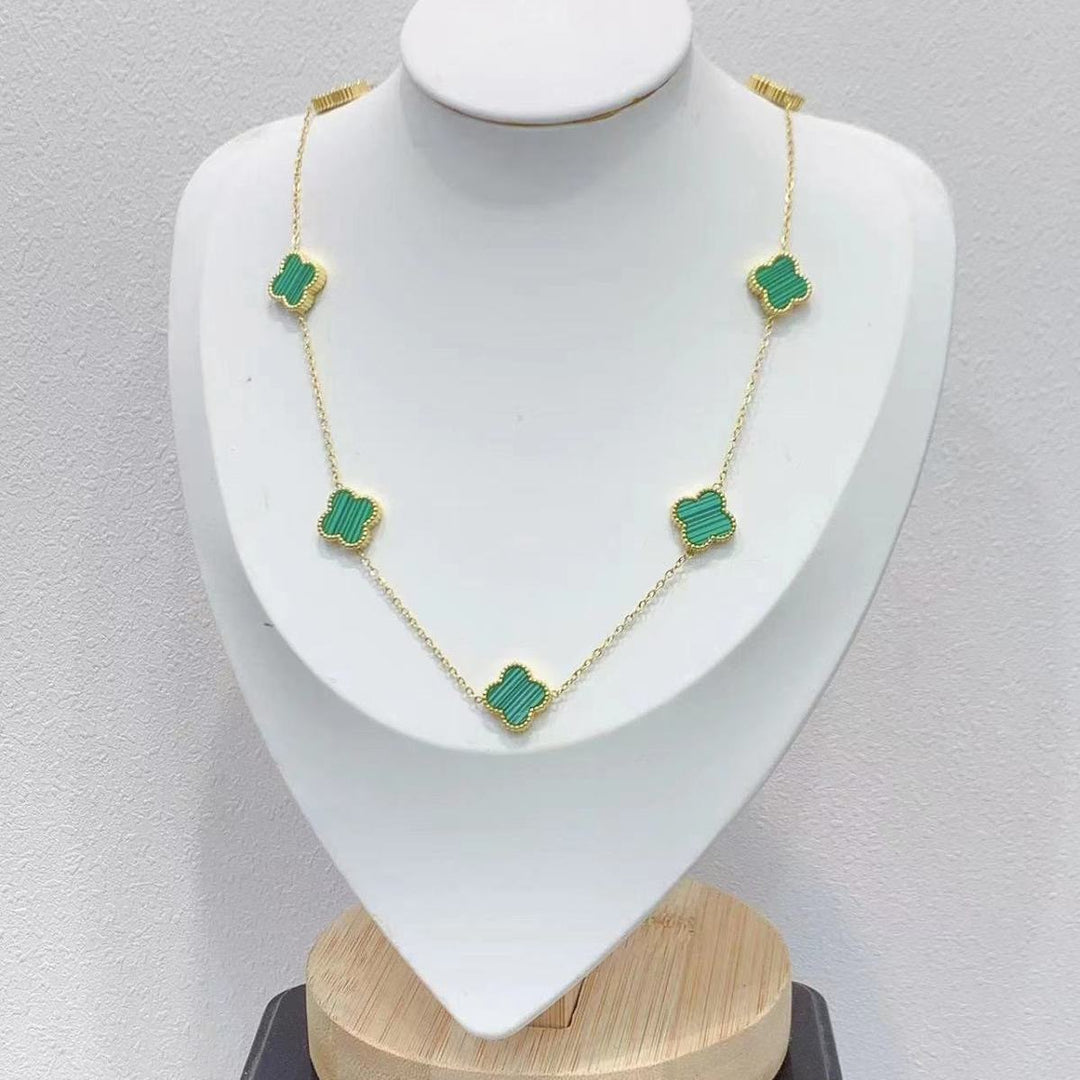 Lucky four leaf 7 clover necklace