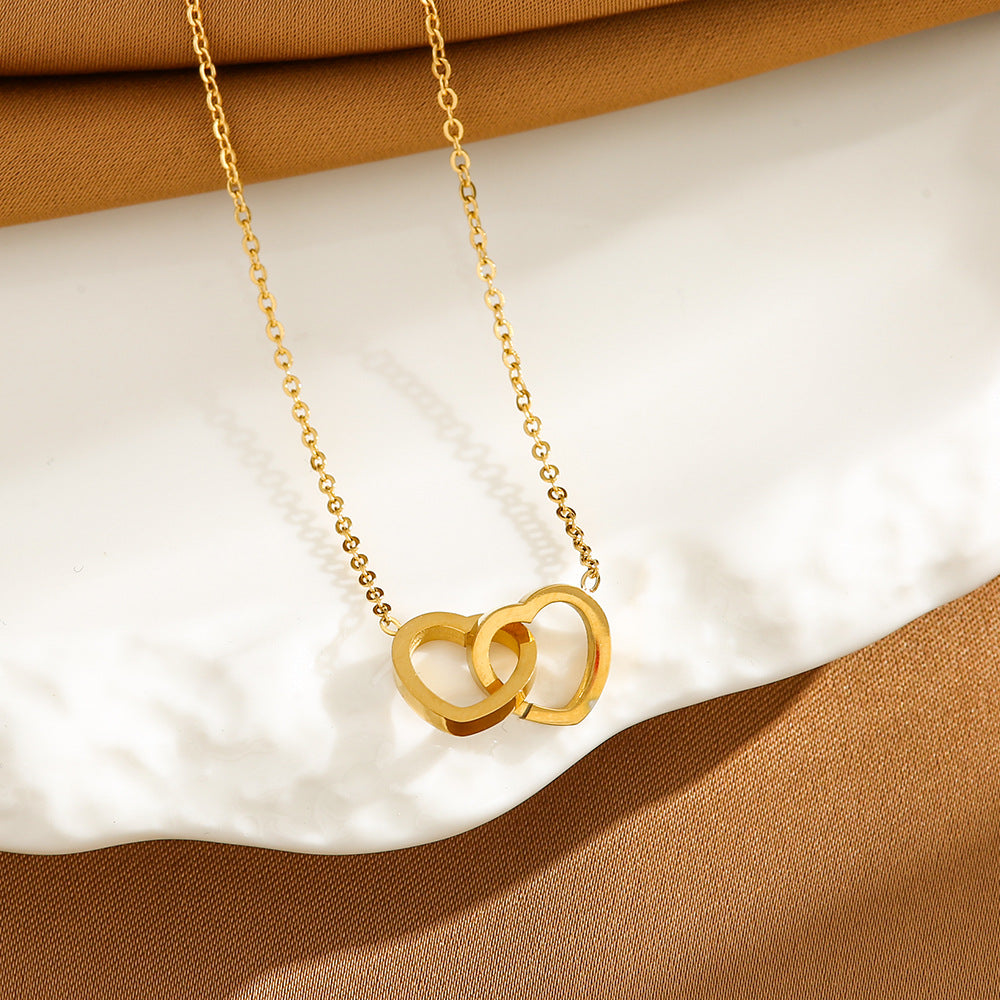 Double love collarbone chain