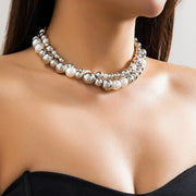 Silver large ball bead chain necklace