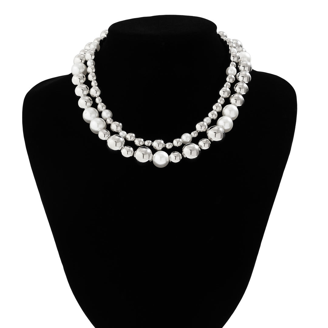 Silver large ball bead chain necklace