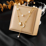 Load image into Gallery viewer, Pearl star moon pendent
