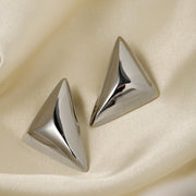 Geometric triangle chunky earring(silver)