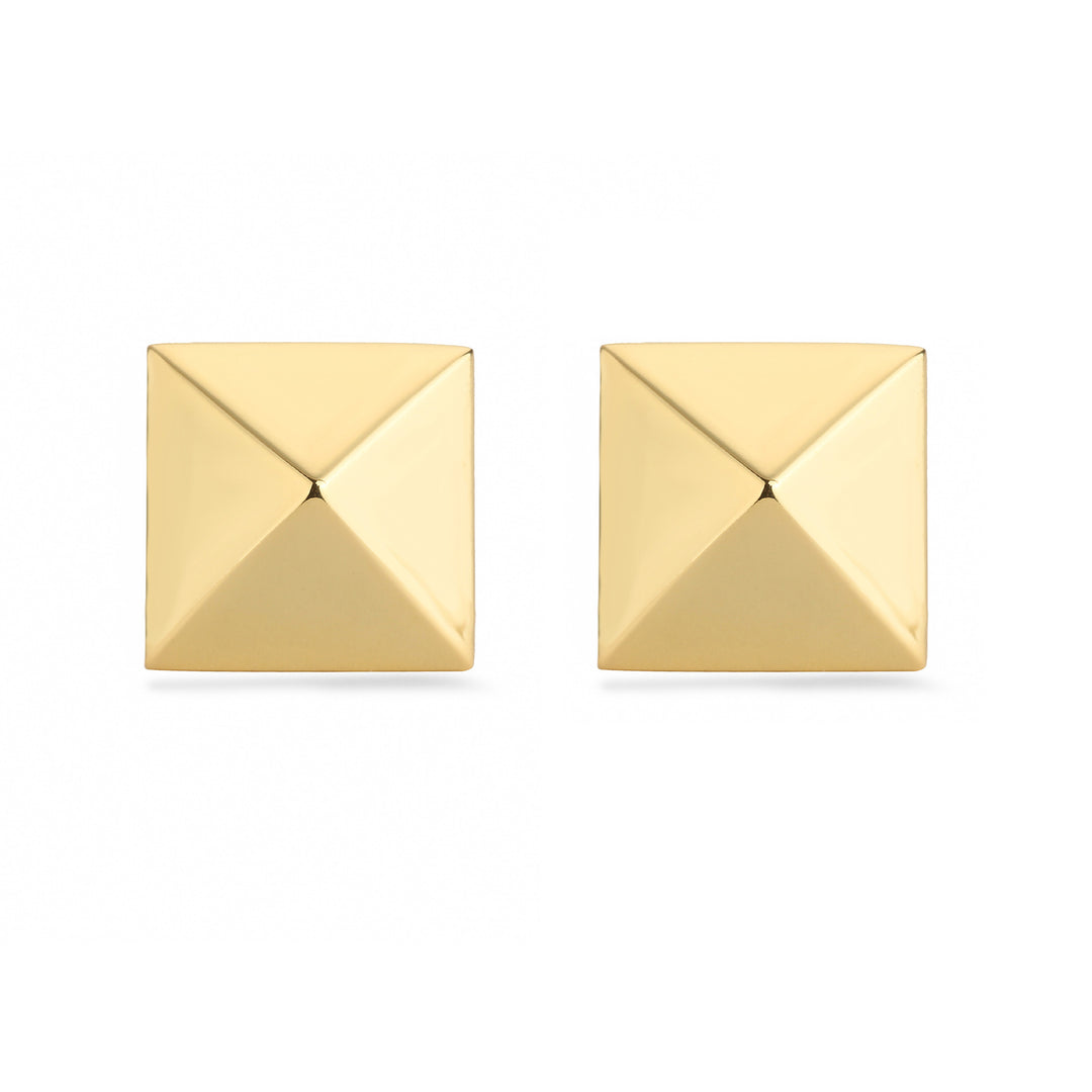 Big square stud gold earring