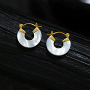 Natural white shell hoop earring
