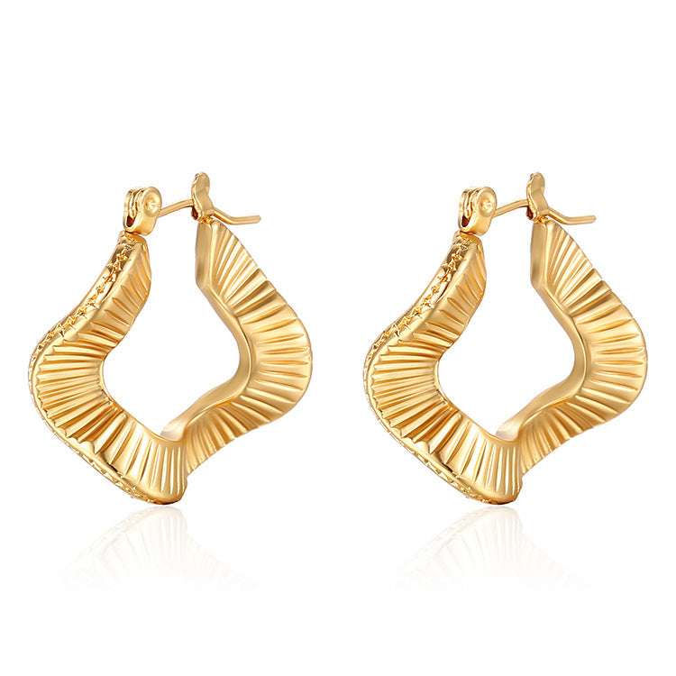 Irregular shape texture hoop earring
