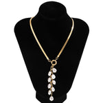 Load image into Gallery viewer, Retro gold snake chain baroque pearl tassel neklace
