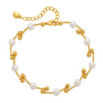 Load image into Gallery viewer, Gold brass pearl bracelet
