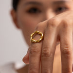 Load image into Gallery viewer, Irregular circle hollow flower open ring
