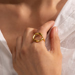 Load image into Gallery viewer, Irregular circle hollow flower open ring

