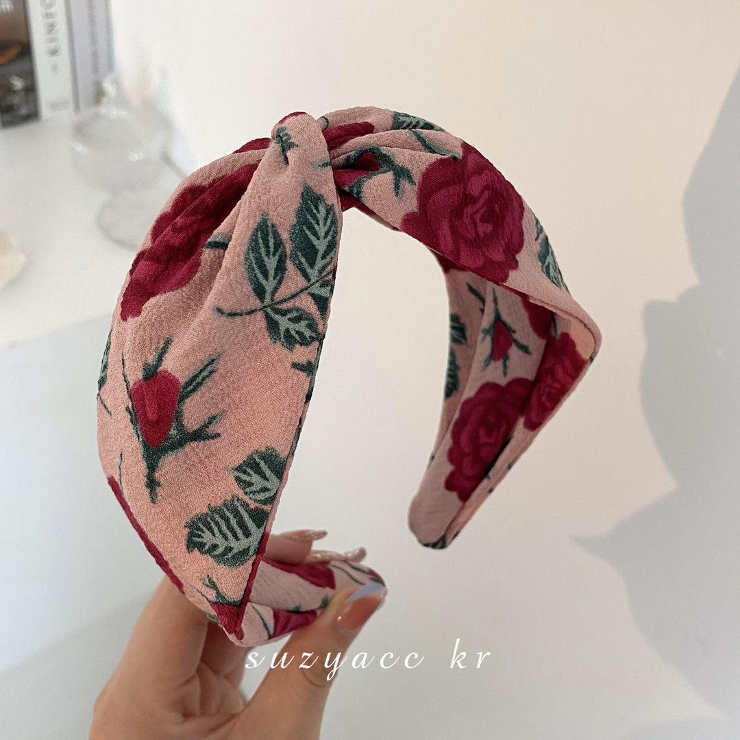 Rose floral knot headband
