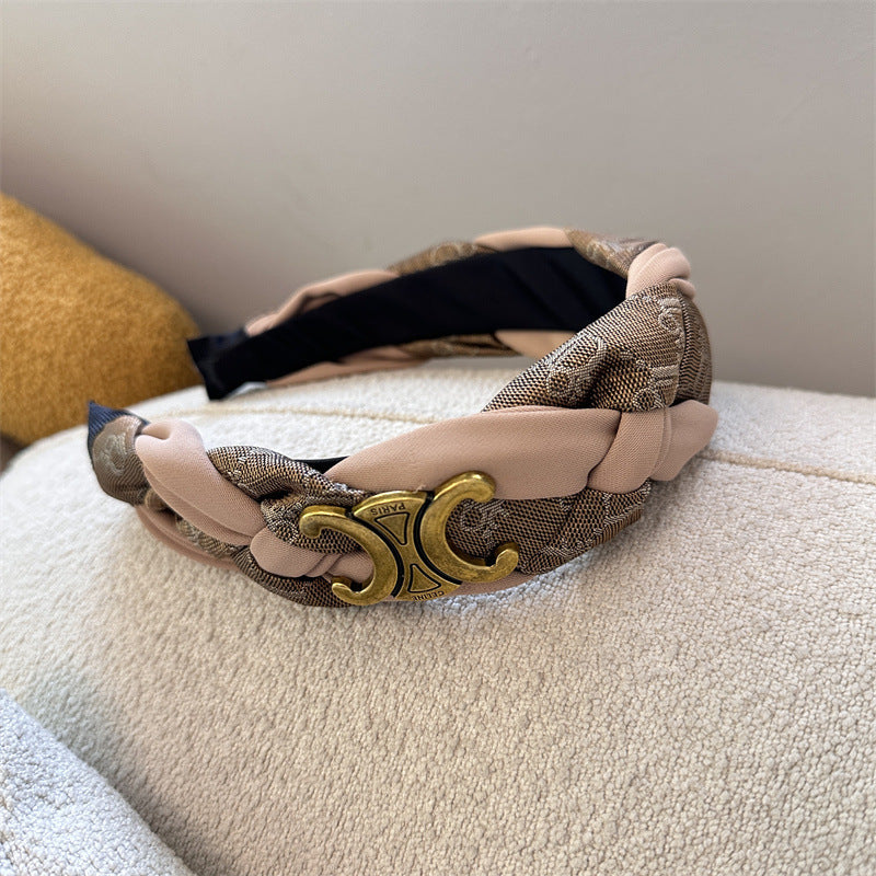 French retro twist braid wide headband
