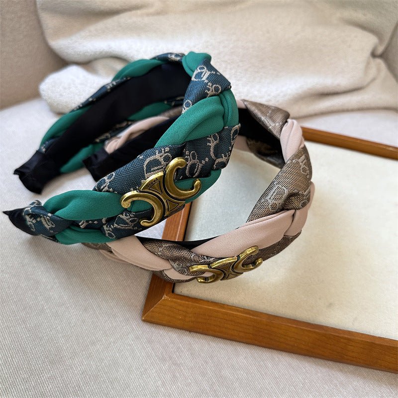 French retro twist braid wide headband