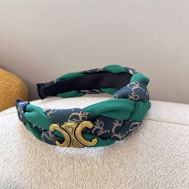 French retro twist braid wide headband