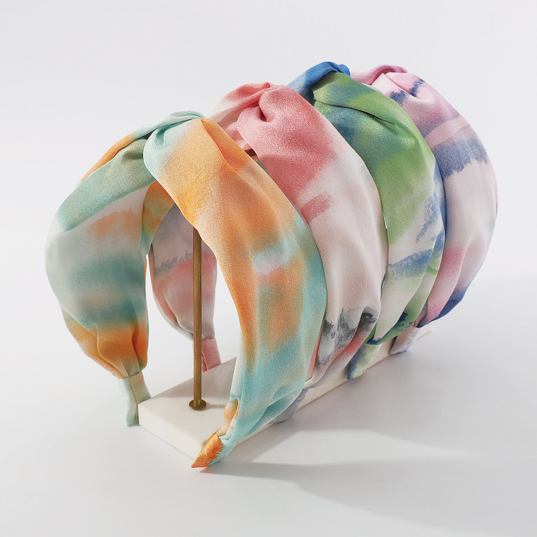 Tie-dye fabric cross knotted headband