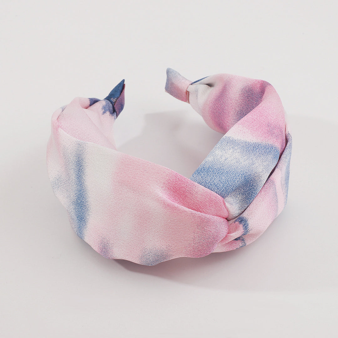 Tie-dye fabric cross knotted headband