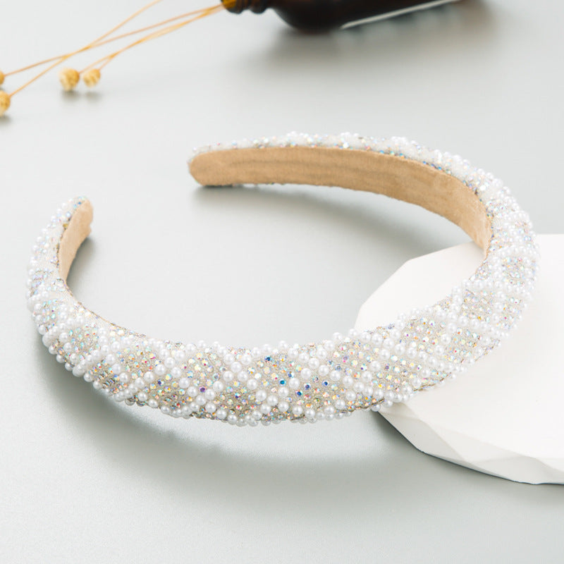 Non slip luxury pearl crystal hairband