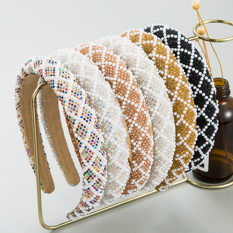 Non slip luxury pearl crystal hairband