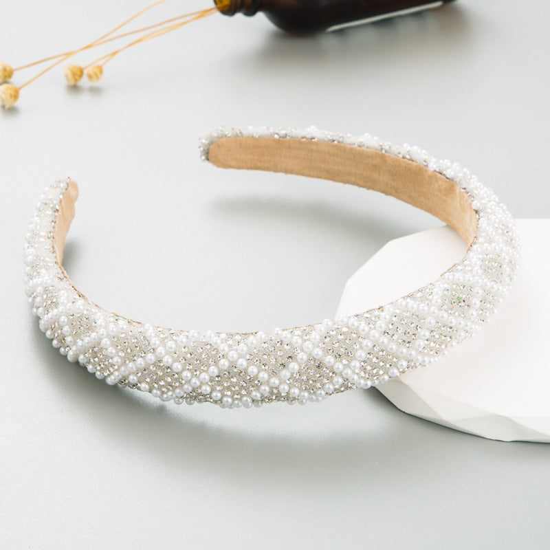 Non slip luxury pearl crystal hairband